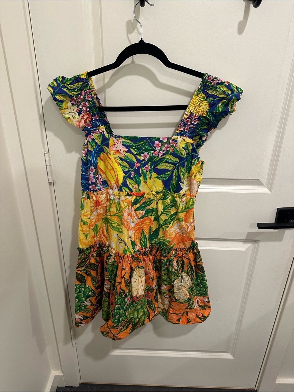 Farm Rio Tropical Floral Ruffle Sundress in Yellow & Blue